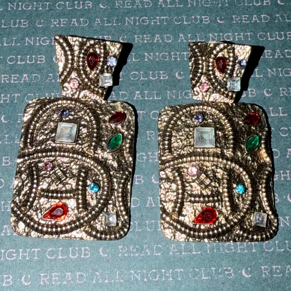 Earrings multi colored metal avant-garde dangly pierced